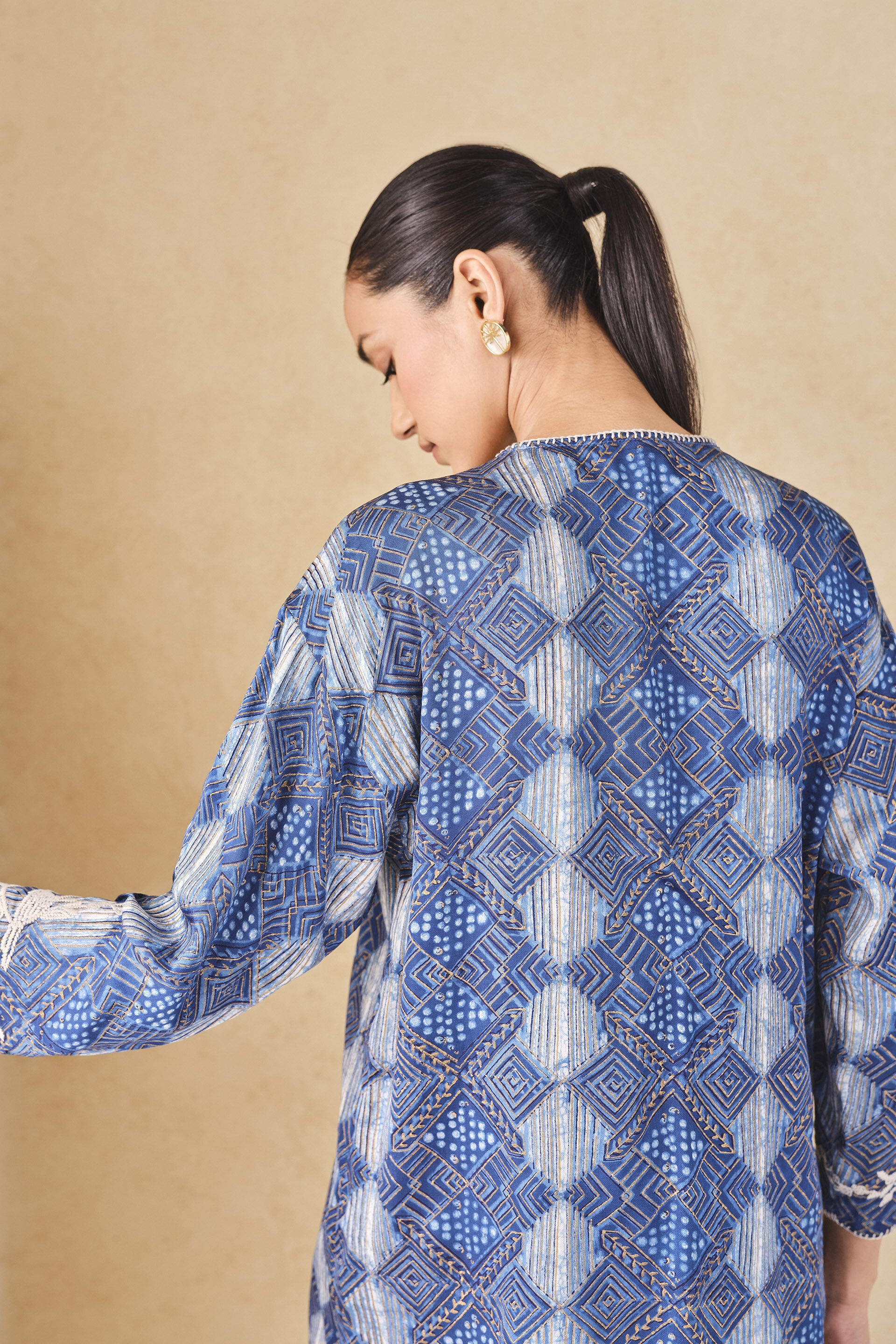 Landscape Handcrafted Dabu Top - Blue, Blue, image 5